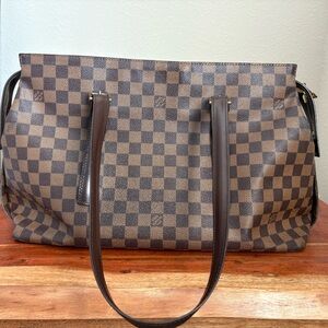 Checkered Brown Tote Bag